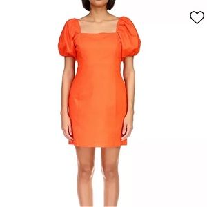Sanctuary Orange Puff Sleeve Dress